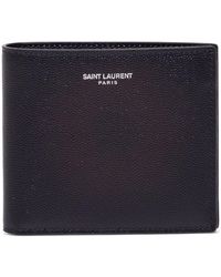 Saint Laurent - Leather Bi-Fold Wallet With Logo For - Lyst