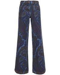 Etro - Jeans With Patch Logo On The Back And All-Over Print - Lyst