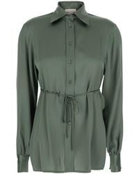 Semicouture - Shirt With Classic Collar And Bow Belt On The Front - Lyst