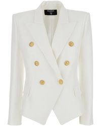 Balmain - Giacca Doppiopetto Con Revers A Lancia E Bottoni Logati - Lyst