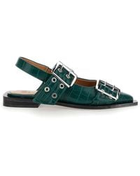 Ganni - Ballerine Con Doppia Fibbia E Design A Punta - Lyst