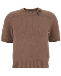 Max Mara - 'S Maxmara 'Pepli' Crewneck Sweater With Short Sleeves And Rhinestone Embellishments On The Collar - Lyst