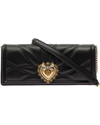 Dolce & Gabbana - Borsa a tracolla 'devotion' con dettaglio cuore gioiello in pelle matelassé nera - Lyst