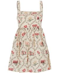 Agua Bendita - Abito Corto 'Barbara' Con Ricamo Floreale All-Ove - Lyst