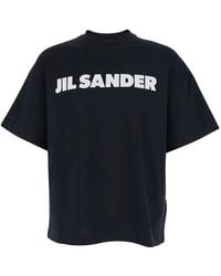 Jil Sander - Crewneck T-Shirt With Maxi Logo Lettering On The Front - Lyst