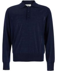 Ami Paris - Knit Polo With Tone-On-Tone Embroidered Logo - Lyst