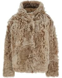 Yves Salomon - Fur Coat With Fixed Hood And Hidden Fastening - Lyst