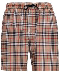 Burberry - Swim Trunks With Vintage Check Motif And Drawstring In Nylon Man - Lyst
