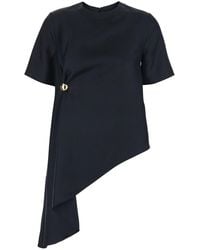 Loulou de Saison - 'Madea' Crew Neck Top With Draping And Asymmetr - Lyst