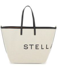 Stella McCartney - White Tote Bag With Contrasting Logo Lettering In Cotton Blend Woman - Lyst