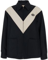 Valentino - Jacket With Classic Collar And Contrast Details On The Front - Lyst