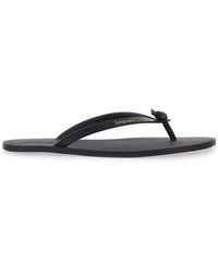 Saint Laurent - Cassandra Flip-Flops With Leather Logo Detail For - Lyst