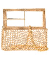 Silvia Gnecchi - 'downtown Bag' Gold-colored Shoulder Bag With Maxi Buckle In Metal Mesh - Lyst