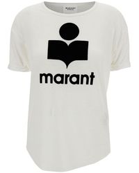 Isabel Marant - T-Shirt Girocollo Con Stampa Logo A Contrasto - Lyst