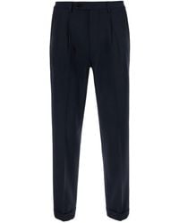 Michael Coal - Pants With Cuff Hem And Double Pleat On The Front In - Lyst