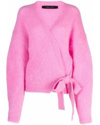 FEDERICA TOSI Mohair Blend Cardigan With Bow - Pink