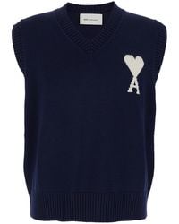 Ami Paris - Gilet Con Scollo A V E Logo Sul Fronte - Lyst