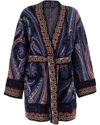 Etro - Cardigan With V-Neck And All-Over Print - Lyst