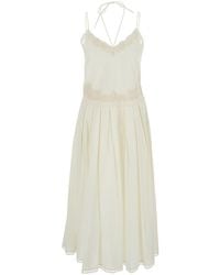 Twinset - Dress With V Neck And All-Over Lace Embroidery - Lyst