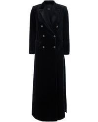 Le Plain - Long Double-Breasted Coat With Peak Revers - Lyst