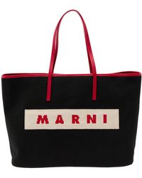Marni - 'Small Janus' Tote Bag With Logo Patch - Lyst