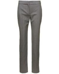 Alexander McQueen - Grey Tailored Pants With Houndstooth Motif In Wool - Lyst