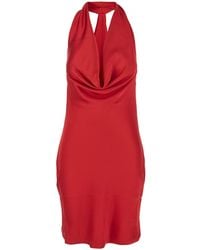 Norma Kamali - Sleeveless Mini Dress With Halterneck And Draped Bodice - Lyst