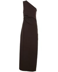 P.A.R.O.S.H. - One-Shoulder Long Dress With Asymmetric Neckline And Concealed Side Zip Closure - Lyst