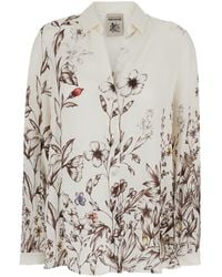 Semicouture - Shirt With V Neck And All-Over Floral Print - Lyst