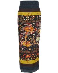 HUI - Long Skirt With All-Over Print And Back Zip Fastening I - Lyst