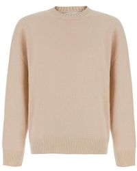 Soft Goat - Cream Crew Neck Sweater With Long Sleeves - Lyst
