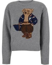 Polo Ralph Lauren - Crewneck Sweater With Bear Motif Wool Top - Lyst