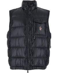 Moncler - 'Uychi' Sleeveless Down Jacket With High Neck And Logo Patch On The Front - Lyst
