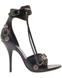 Balenciaga - 'cagole' Black Sandals With Studs And Buckles In Leather Woman - Lyst