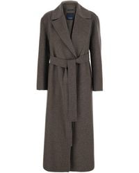 Max Mara - Cappotto 'Luna' Monopetto Con Revers Classici E Cintura Sul - Lyst
