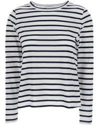 Allude - T-Shirt Girocollo A Righe Bianca - Lyst