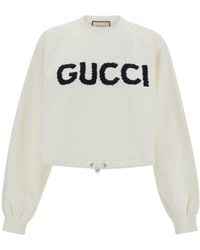 Gucci - Cropped Crewneck Sweatshirt With Logo Print - Lyst