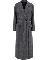 Brunello Cucinelli - Brunello Cucinelli Double-Breasted Wool Blend Coat - Lyst