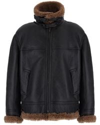 Saint Laurent - Jacket With Removable Collar And Shearling Lining - Lyst