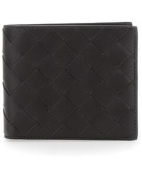 Bottega Veneta - Bi-Fold Wallet With Intrecciato Motif And Embossed Logo On The Inside - Lyst