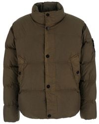 Stone Island - Giubbotto A Collo Alto Con Patch Logo Sulla Manica - Lyst