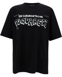 DSquared² - T-Shirt Girocollo Con Stampa Canadian Village - Lyst