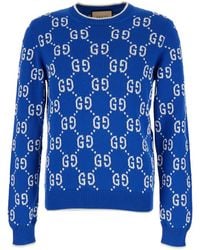 Gucci - All-Over Logo Inlay Work Crew Neck Sweater - Lyst