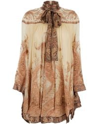 Zimmermann - Abito Mini 'Hypnotic' Con Collo Lavalliére E Motivo Paisley - Lyst