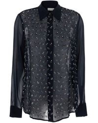 Dries Van Noten - Shirt With Pointed Collar And All-Over Crystal Application - Lyst