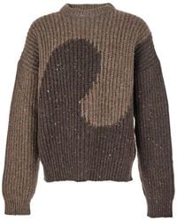 ERL - Knit Crewneck Sweater With Bicolor Motif - Lyst