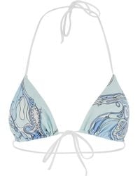 PUCCI - Light Bikini Top With Triangular Design And All-Over Orchidea Print - Lyst
