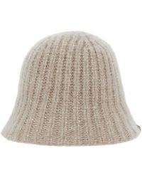Brunello Cucinelli - Knitted Beanie With Diamond Yarn Cashmere Blend Hat - Lyst