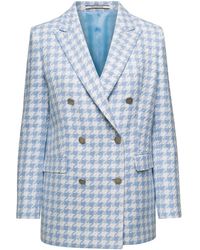 Tagliatore - Light Houndstooth Double-Breasted Blazer - Lyst