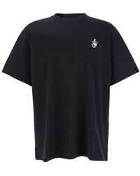 JW Anderson - T-Shirt Girocollo Con Ricamo Logo Sul Fronte - Lyst